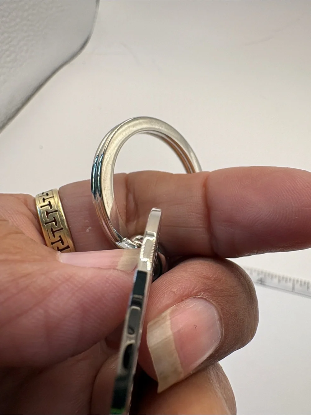 Coach Silver and Black Round Logo Key Ring